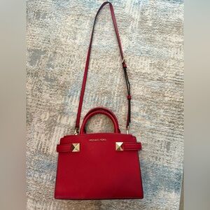 Michael Kors Red Crossbody Bag with Gold Accents